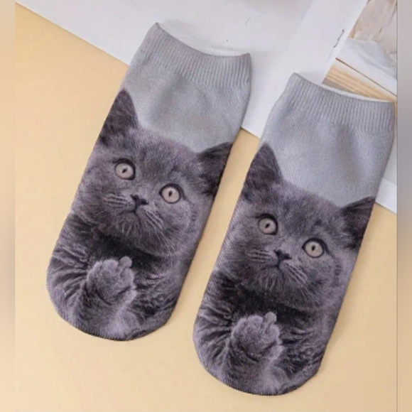 Accessories - 1 Pair Cute 3D Cat Print Socks, Comfy & Breathable Mid Tube Socks, Women's